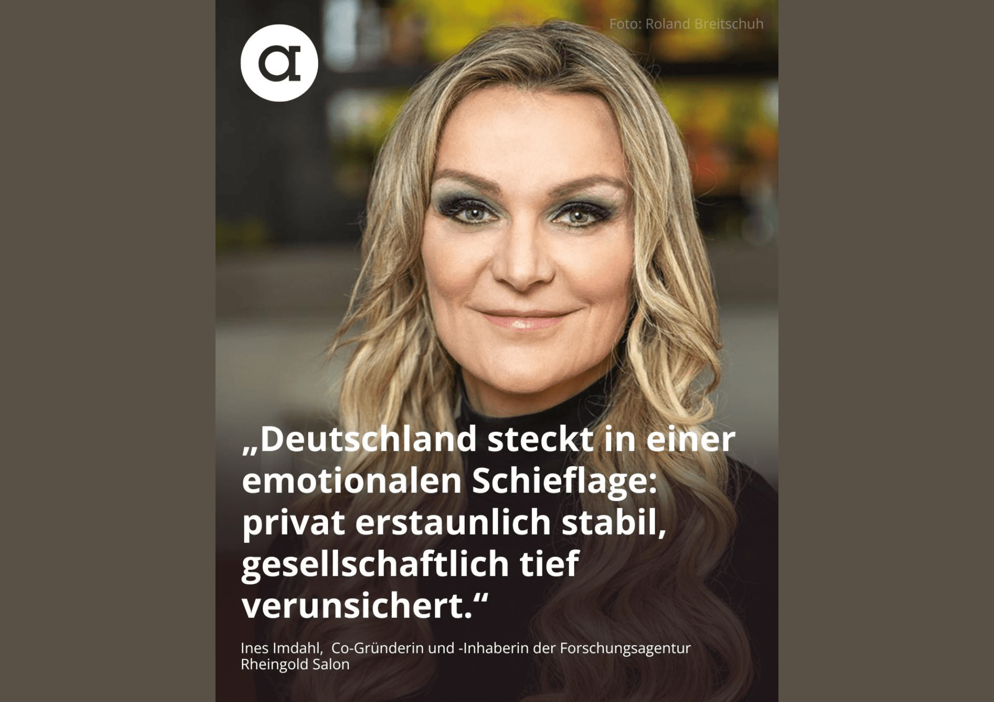 Zuversicht: privat hoch, gesellschaftlich tot - Ines Imdahls Kolumne in der absatzwirtschaft