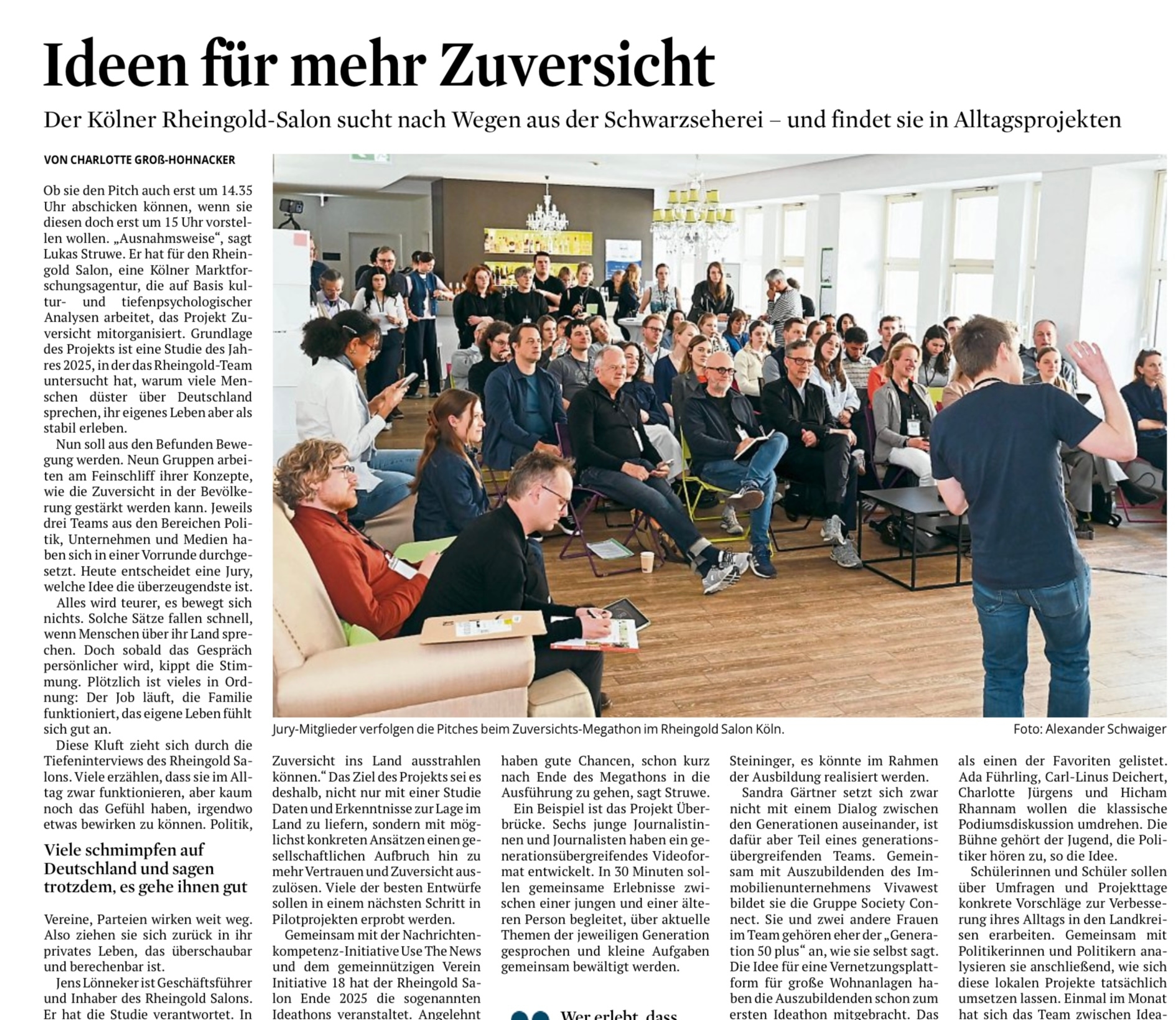 Projekt Zuversicht im Kölner Stadtanzeiger